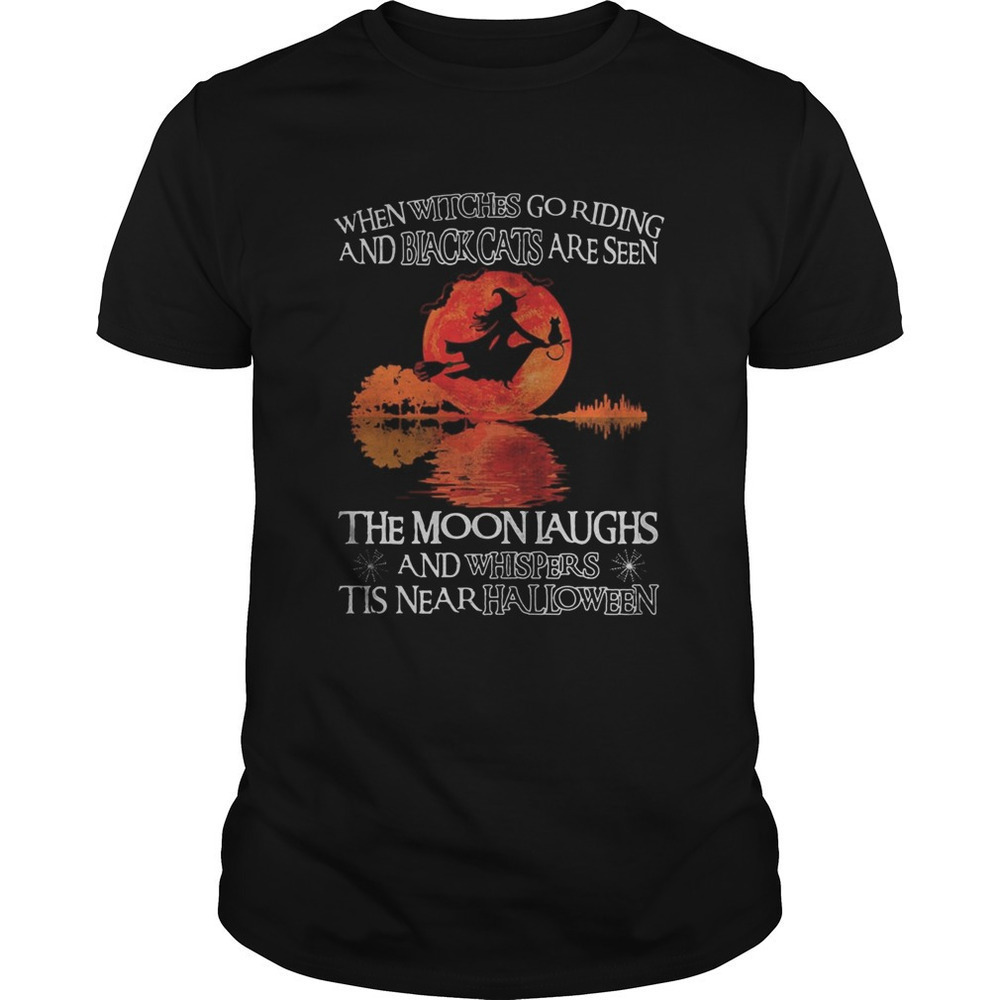 When Witches Ride Black Cats Halloween Graphic T-Shirt